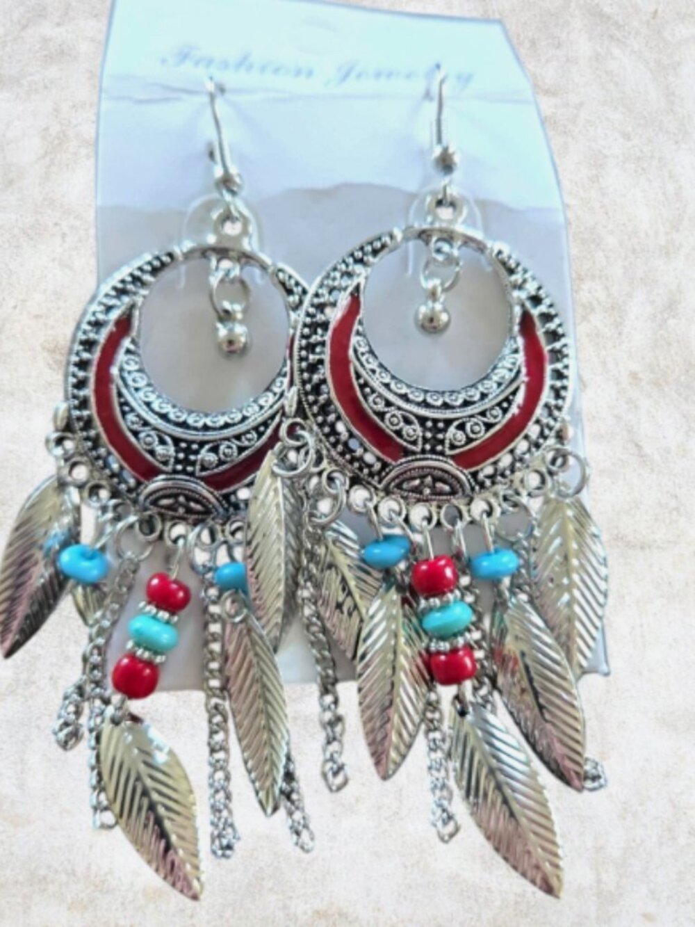 Dreamcatcher Dangle Earrings Feather Pierced Boho Jewelry